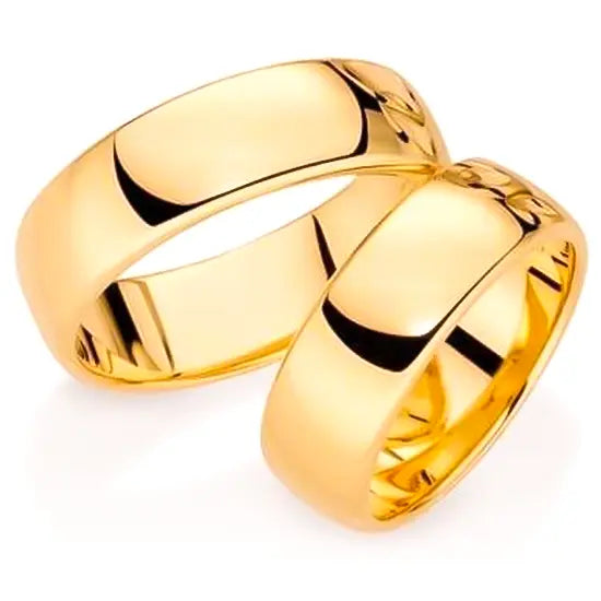 PAR DE ALIANÇAS DE OURO 18K BOLEADA 7MM 14G