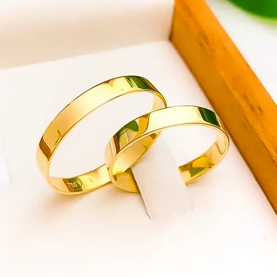 PAR DE ALIANÇAS DE OURO 18K RETA 4MM 3G