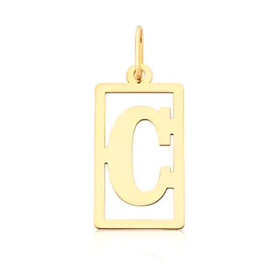 PINGENTE DE LETRA OURO MASCULINO QUADRADO PERSONALIZADO 18K