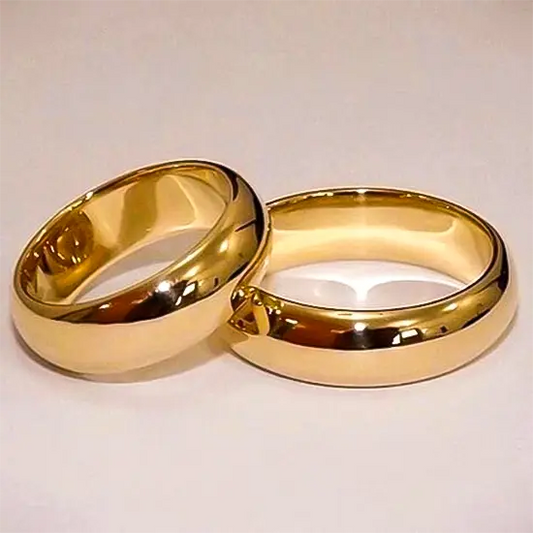 PAR DE ALIANÇAS DE OURO 18K BOLEADA 7MM 14G