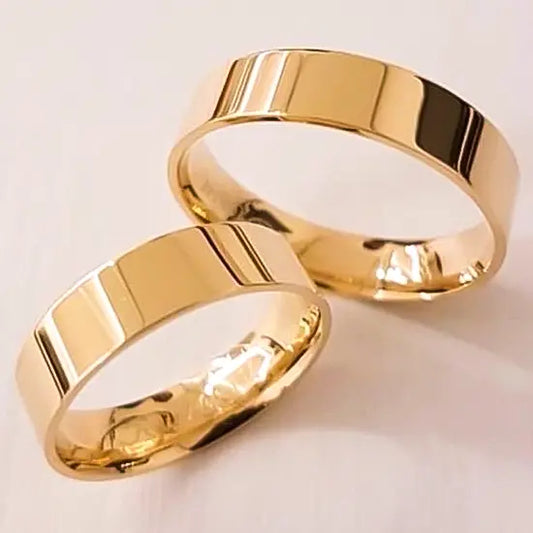 PAR DE ALIANÇAS DE OURO 18K RETA 4MM 3G