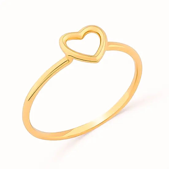 ANEL CORAÇÃO EM OURO AMARELO 18K