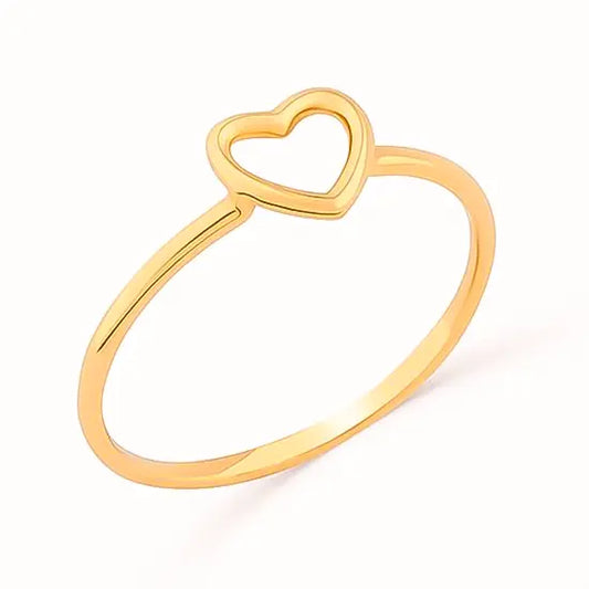 ANEL CORAÇÃO EM OURO AMARELO 18K