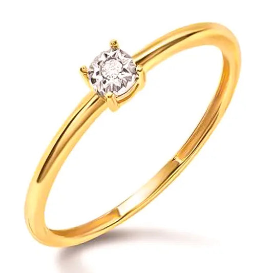 ANEL SOLITÁRIO DE OURO 18K COM ZIRCÔNIA
