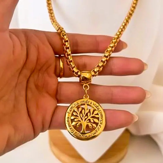 PINGENTE ÁRVORE 20MM PERSONALIZADO COM ESCRITA DO LADO 18K