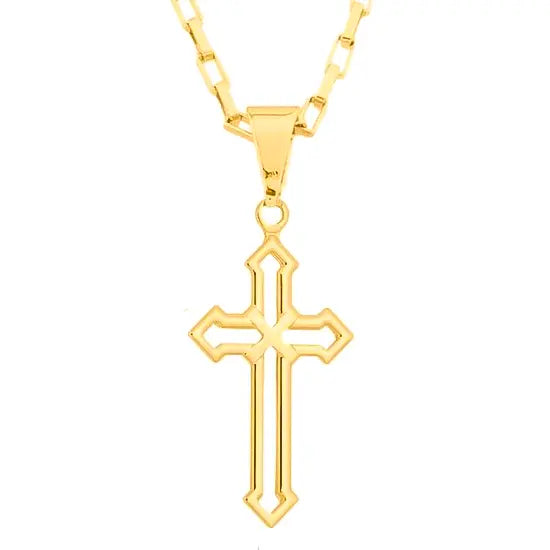 PINGENTE DA CRUZ VAZADO PERSONALIZADO 25MM 18K