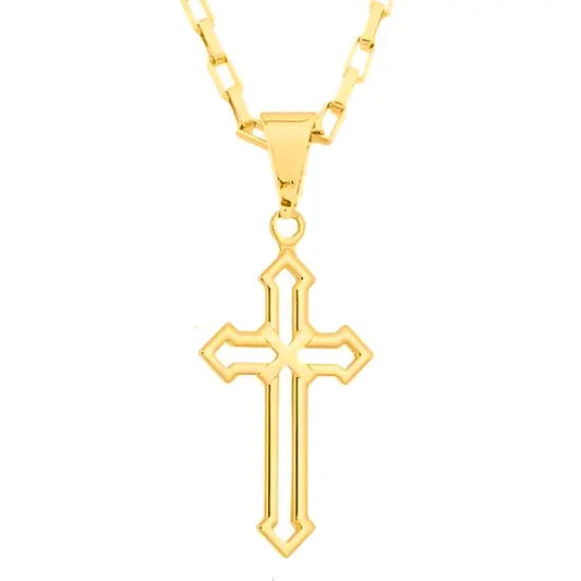 PINGENTE DA CRUZ VAZADO PERSONALIZADO 25MM 18K