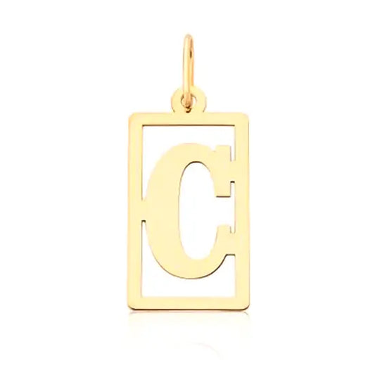 PINGENTE DE LETRA OURO MASCULINO QUADRADO PERSONALIZADO 18K