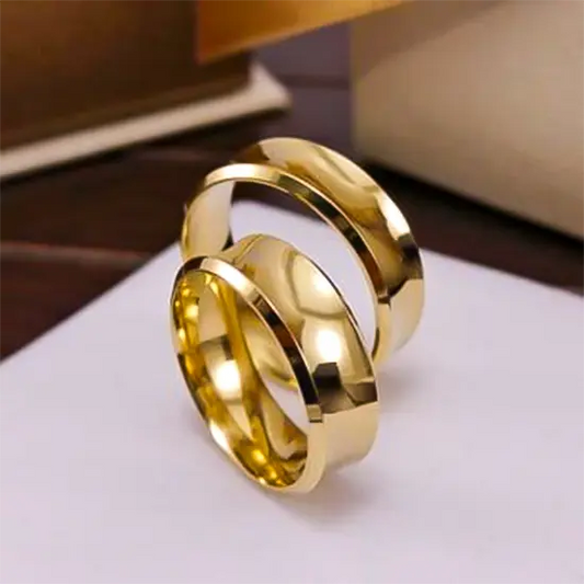PAR DE ALIANÇAS DE OURO 18K MODELO CÔNCAVO 6MM 15G