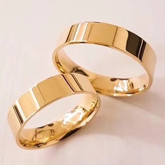PAR DE ALIANÇAS DE OURO 18K RETA 6MM 6G