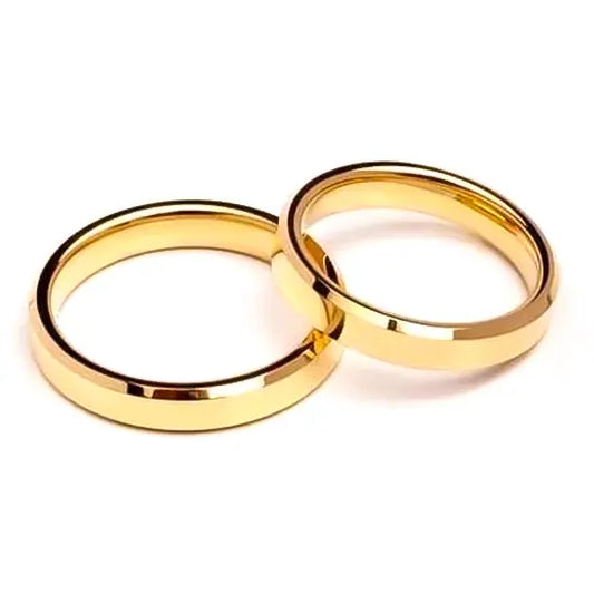 PAR DE ALIANÇAS DE OURO 18K CHANFRADA 3MM 5G